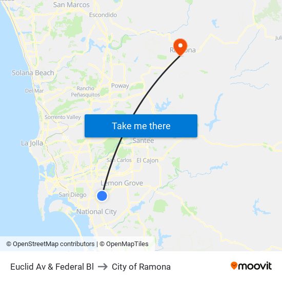 Euclid Av & Federal Bl to City of Ramona map