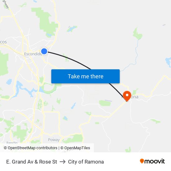 E. Grand Av & Rose St to City of Ramona map