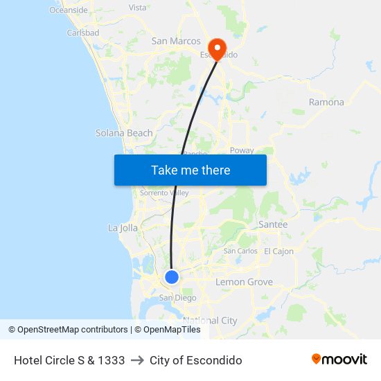 Hotel Circle S & 1333 to City of Escondido map