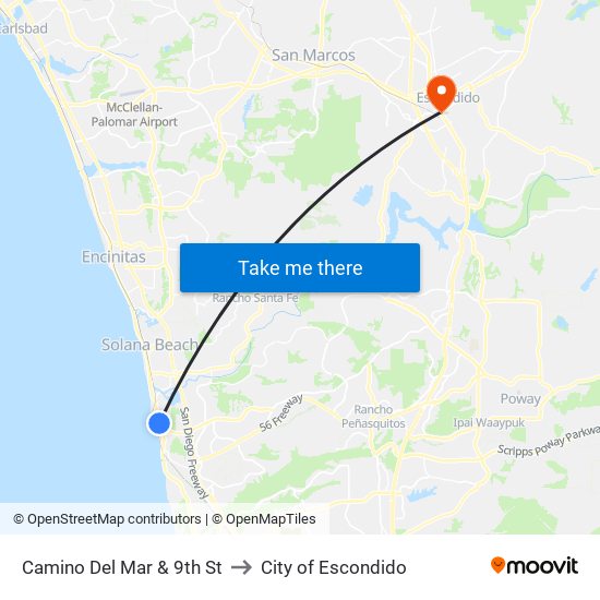 Camino Del Mar & 9th St to City of Escondido map