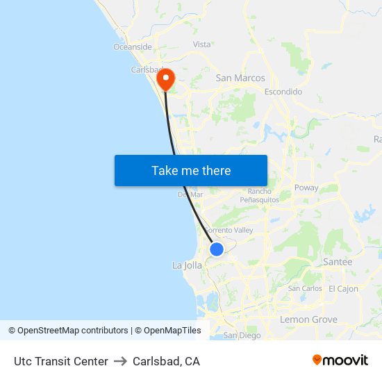 Utc Transit Center to Carlsbad, CA map