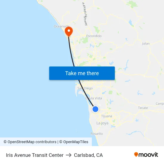 Iris Avenue Transit Center to Carlsbad, CA map