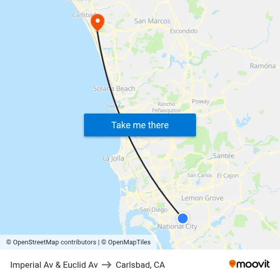 Imperial Av & Euclid Av to Carlsbad, CA map