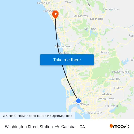 Washington Street Station to Carlsbad, CA map