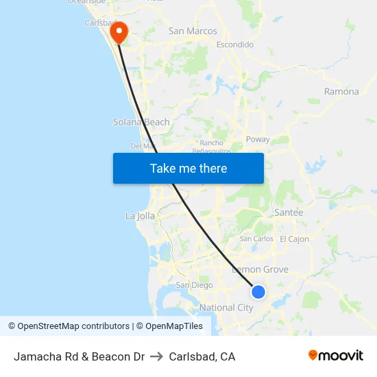 Jamacha Rd & Beacon Dr to Carlsbad, CA map