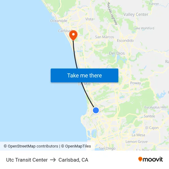 Utc Transit Center to Carlsbad, CA map