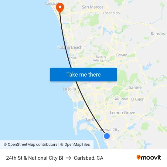 24th St & National City Bl to Carlsbad, CA map