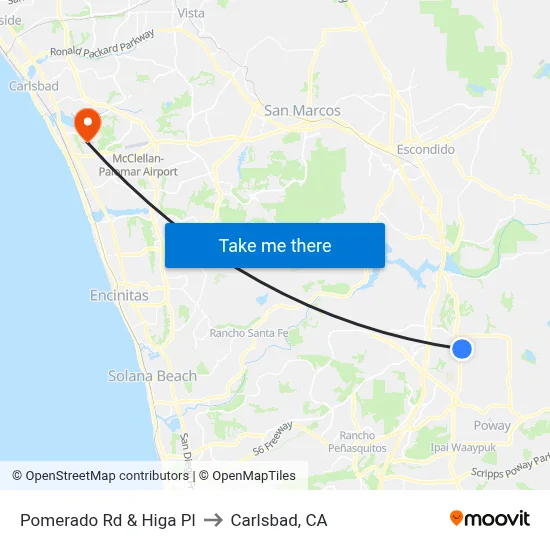 Pomerado Rd & Higa Pl to Carlsbad, CA map