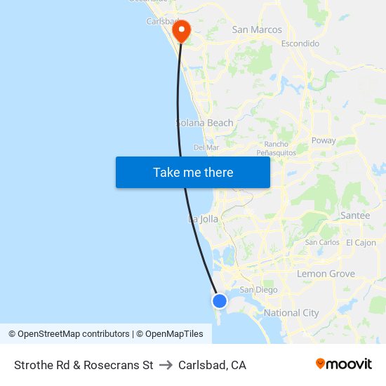 Strothe Rd & Rosecrans St to Carlsbad, CA map