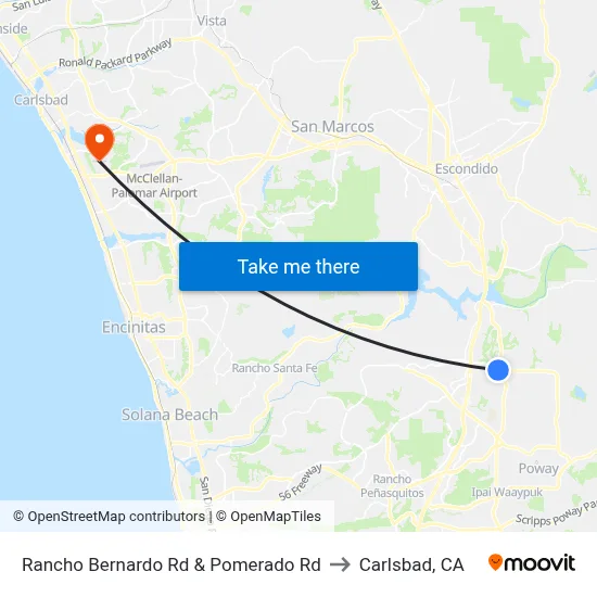 Rancho Bernardo Rd & Pomerado Rd to Carlsbad, CA map