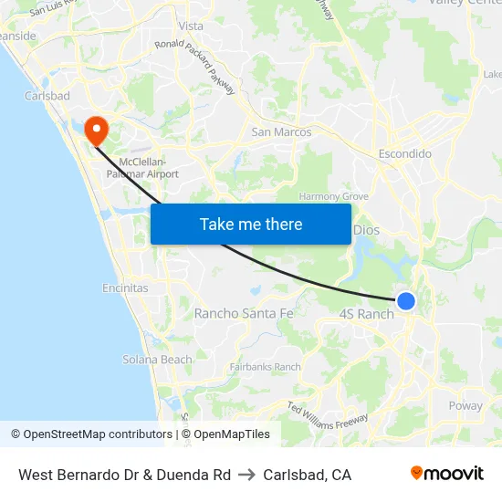 West Bernardo Dr & Duenda Rd to Carlsbad, CA map