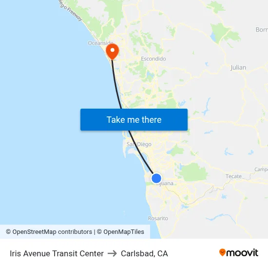 Iris Avenue Transit Center to Carlsbad, CA map