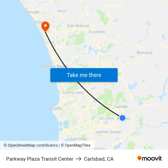 Parkway Plaza Transit Center to Carlsbad, CA map