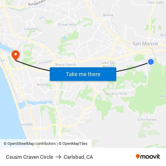 Csusm Craven Circle to Carlsbad, CA map