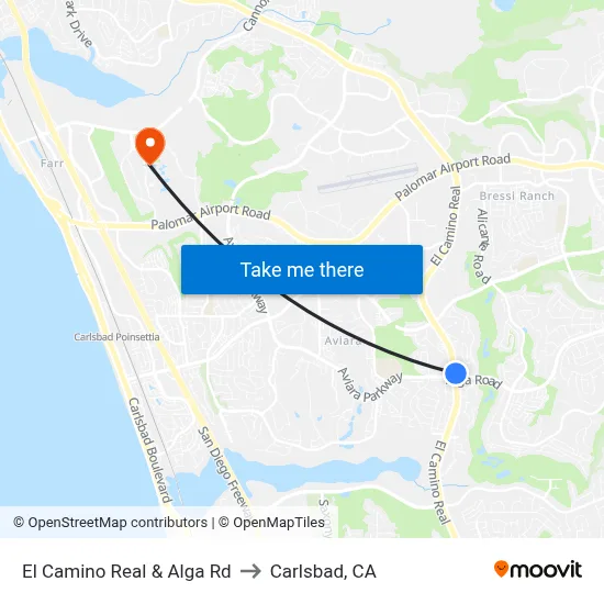 El Camino Real & Alga Rd to Carlsbad, CA map