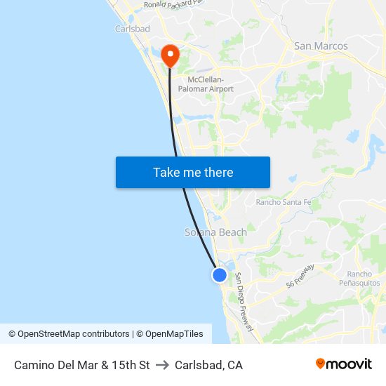Camino Del Mar & 15th St to Carlsbad, CA map