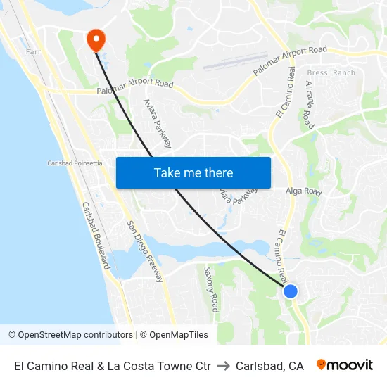 El Camino Real & La Costa Towne Ctr to Carlsbad, CA map