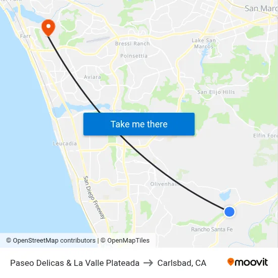 Paseo Delicas & La Valle Plateada to Carlsbad, CA map