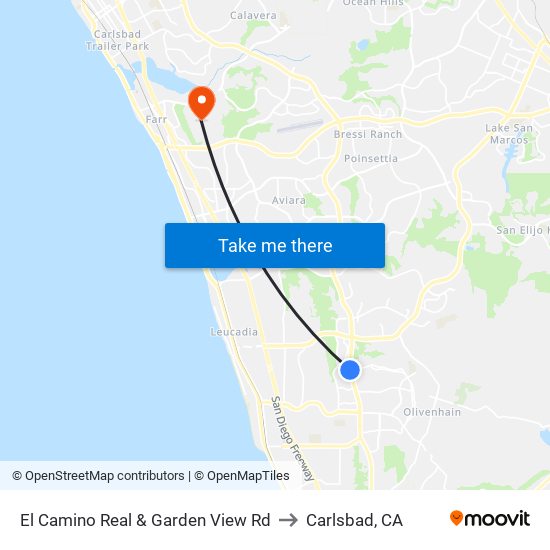 El Camino Real & Garden View Rd to Carlsbad, CA map