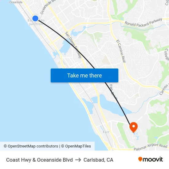 Coast Hwy & Oceanside Blvd to Carlsbad, CA map