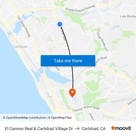 El Camino Real & Carlsbad Village Dr to Carlsbad, CA map