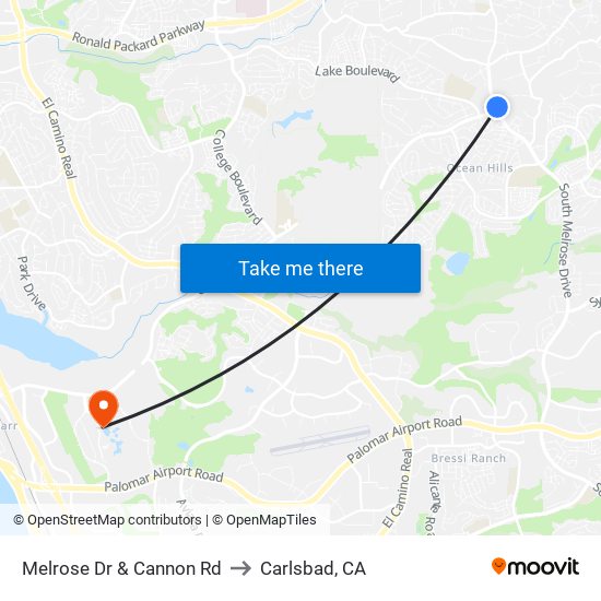 Melrose Dr & Cannon Rd to Carlsbad, CA map