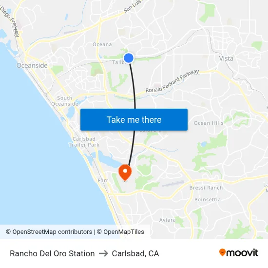 Rancho Del Oro Station to Carlsbad, CA map