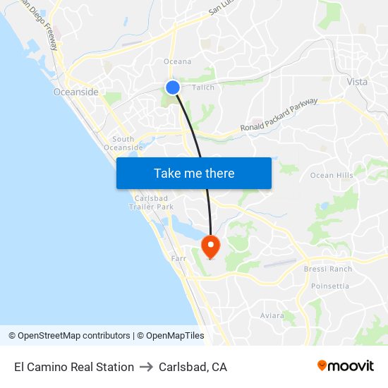 El Camino Real Station to Carlsbad, CA map