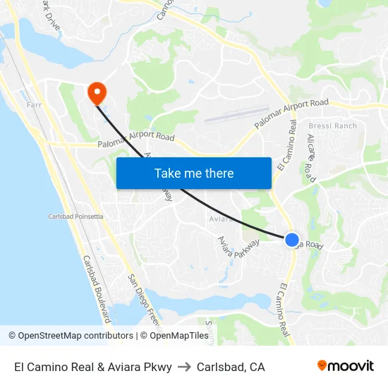 El Camino Real & Aviara Pkwy to Carlsbad, CA map