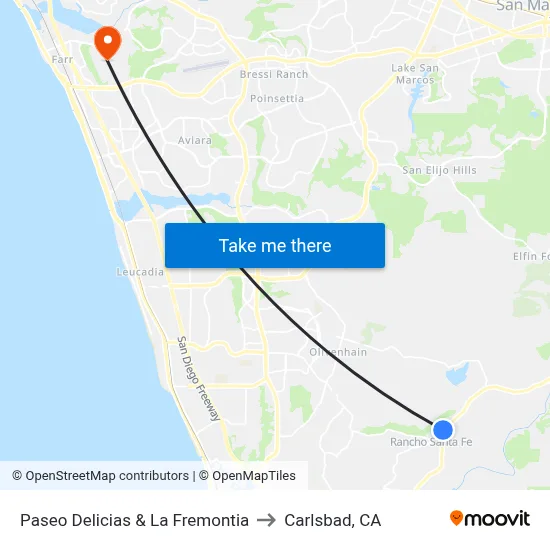 Paseo Delicias & La Fremontia to Carlsbad, CA map