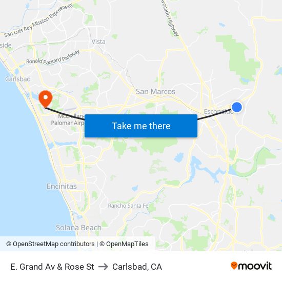 E. Grand Av & Rose St to Carlsbad, CA map