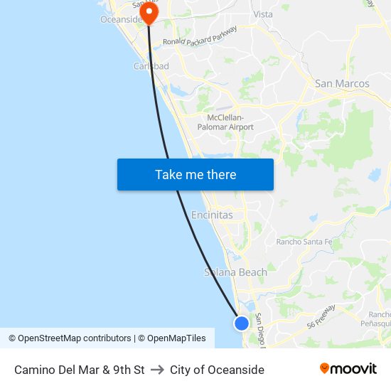 Camino Del Mar & 9th St to City of Oceanside map
