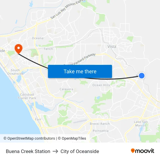 Buena Creek Station to City of Oceanside map