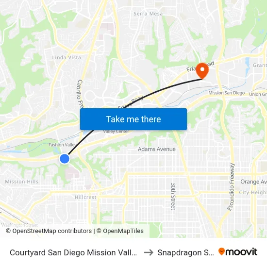 Courtyard San Diego Mission Valley/Hotel Circle to Snapdragon Stadium map