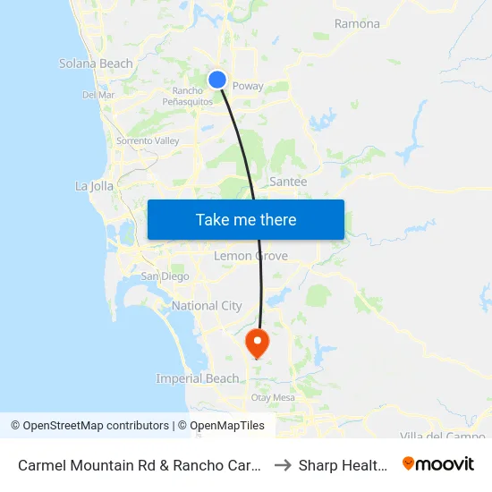 Carmel Mountain Rd & Rancho Carmel Dr (S) to Sharp Healthcare map