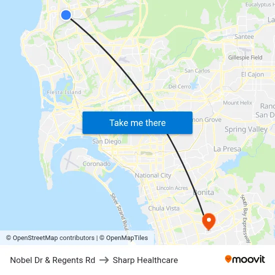 Nobel Dr & Regents Rd to Sharp Healthcare map
