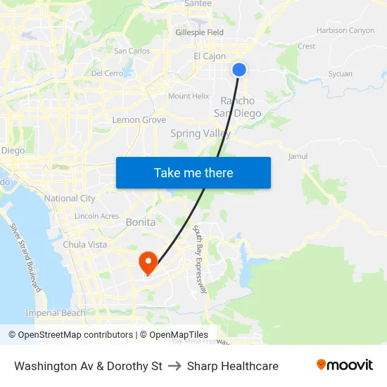 Washington Av & Dorothy St to Sharp Healthcare map