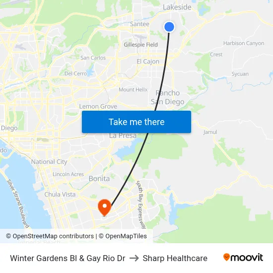 Winter Gardens Bl & Gay Rio Dr to Sharp Healthcare map