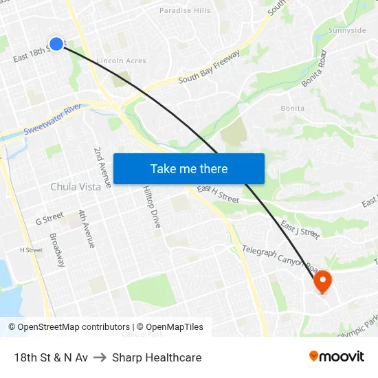 18th St & N Av to Sharp Healthcare map