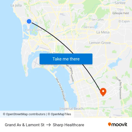 Grand Av & Lamont St to Sharp Healthcare map