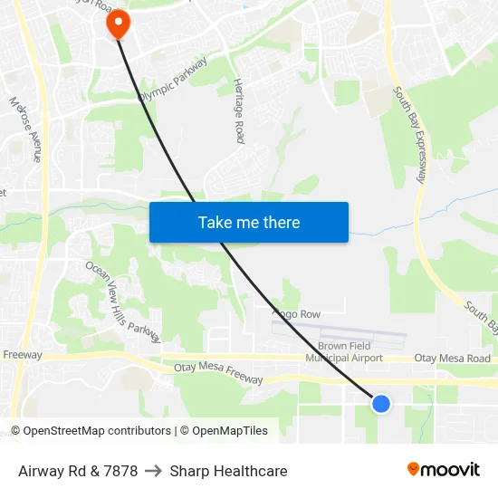 Airway Rd & 7878 to Sharp Healthcare map