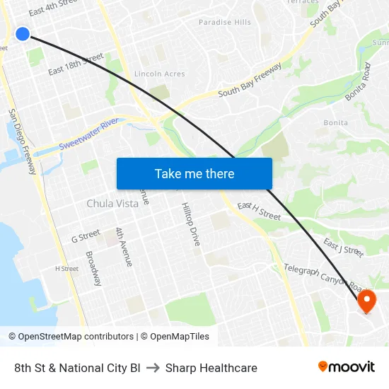 8th St & National City Bl to Sharp Healthcare map