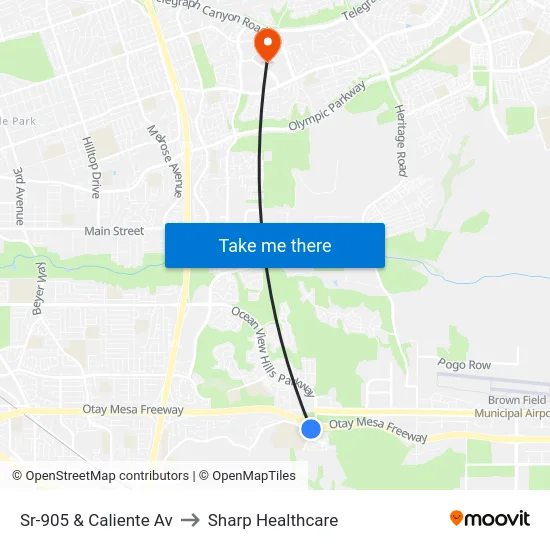 Sr-905 & Caliente Av to Sharp Healthcare map
