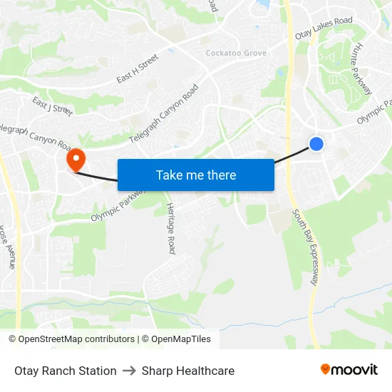 Otay Ranch Station to Sharp Healthcare map