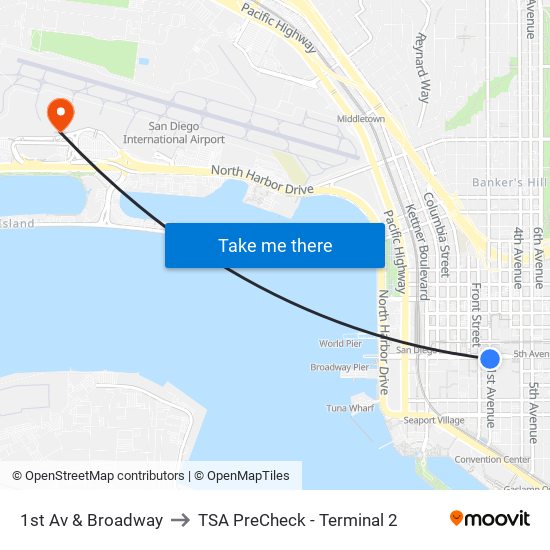 1st Av & Broadway to TSA PreCheck - Terminal 2 map