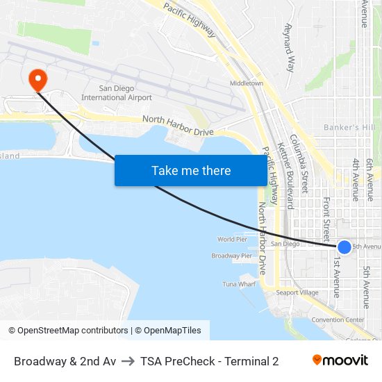 Broadway & 2nd Av to TSA PreCheck - Terminal 2 map