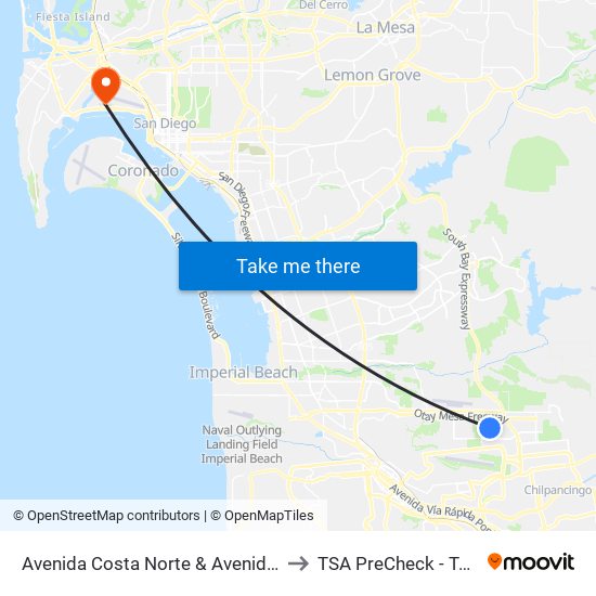 Avenida Costa Norte & Avenida Costa Azul to TSA PreCheck - Terminal 2 map