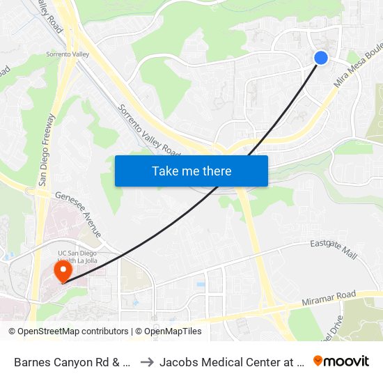 Barnes Canyon Rd & Pacific Heights Bl to Jacobs Medical Center at UC San Diego Health map