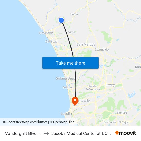 Vandergrift Blvd & Parker St to Jacobs Medical Center at UC San Diego Health map