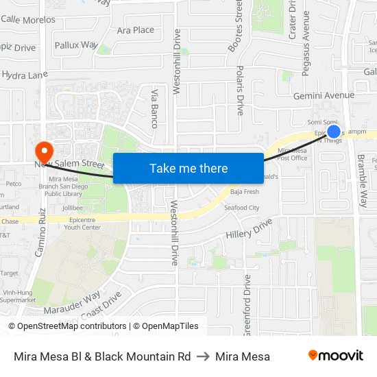 Mira Mesa Bl & Black Mountain Rd to Mira Mesa map